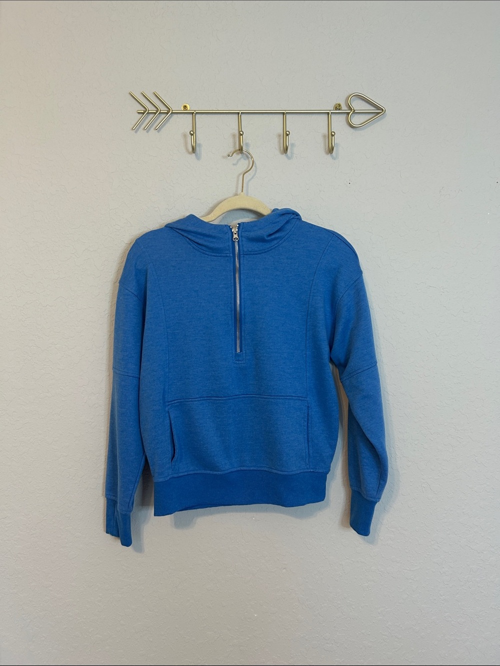 Kids Blue Half-Zip Hoodie Sweatshirt